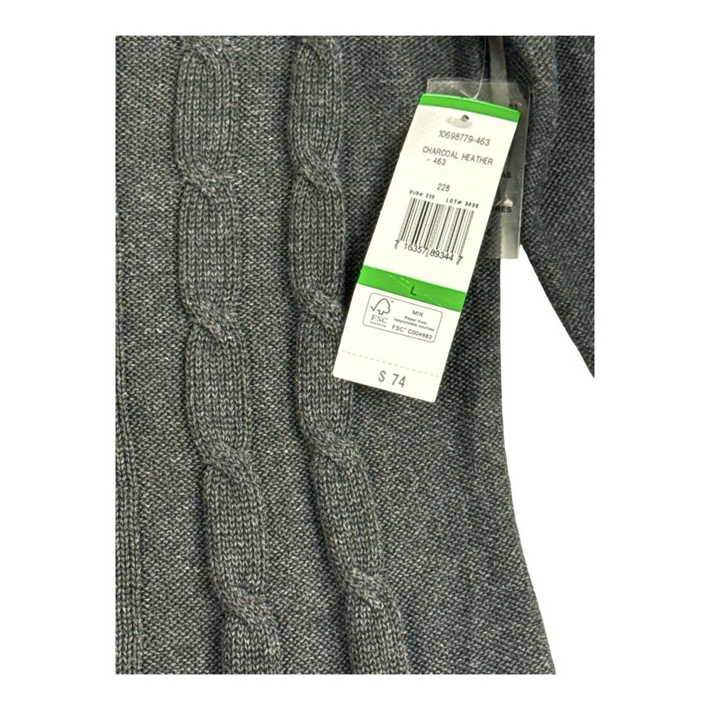 Black Label by Evan-Picone Cable Knit Sweater Dress Charcoal Gray Size L NWT - Picture 4 of 8